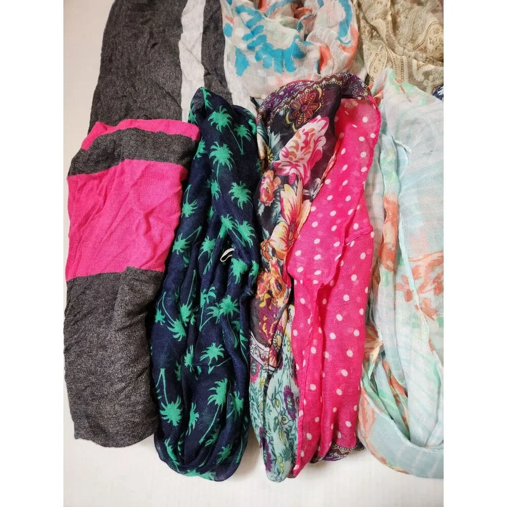 Scarf & Convertible Wrap Lot – 11 Pieces Mixed Prints & Styles